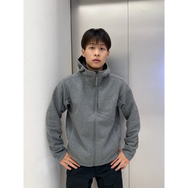 Liberty羊毛商鸟一眼高级灰色老钱风冲锋衣保暖美式毛呢连帽外套