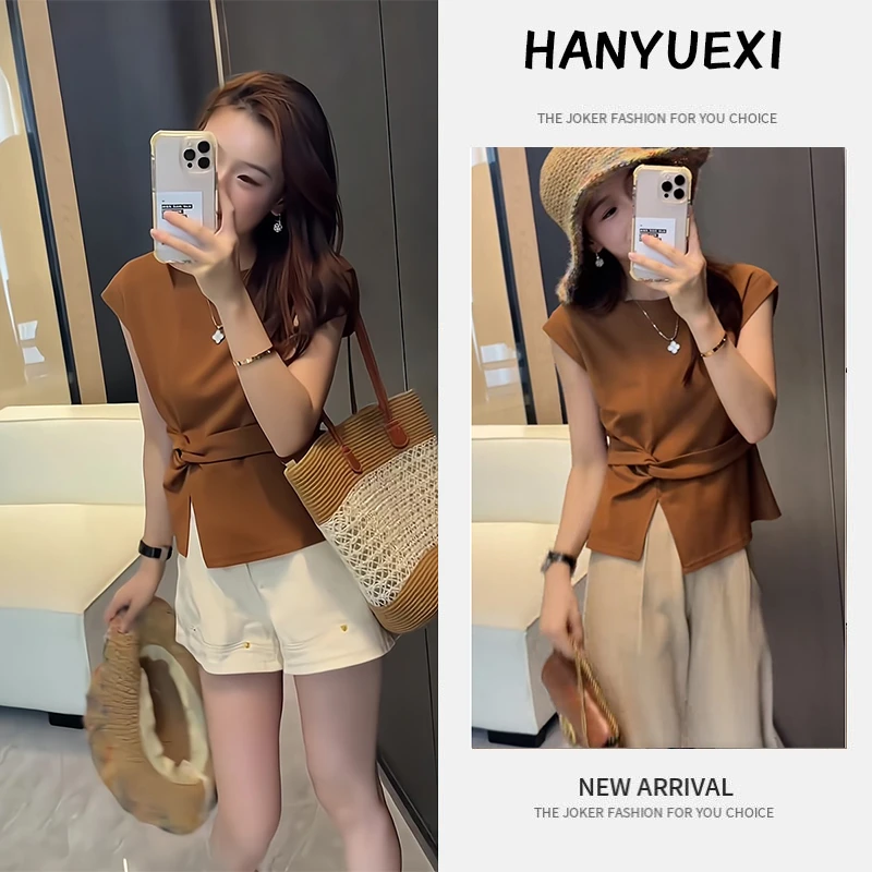 夏季一整套女装2025新款韩版减龄休闲气质时尚无袖上衣裤子两件套