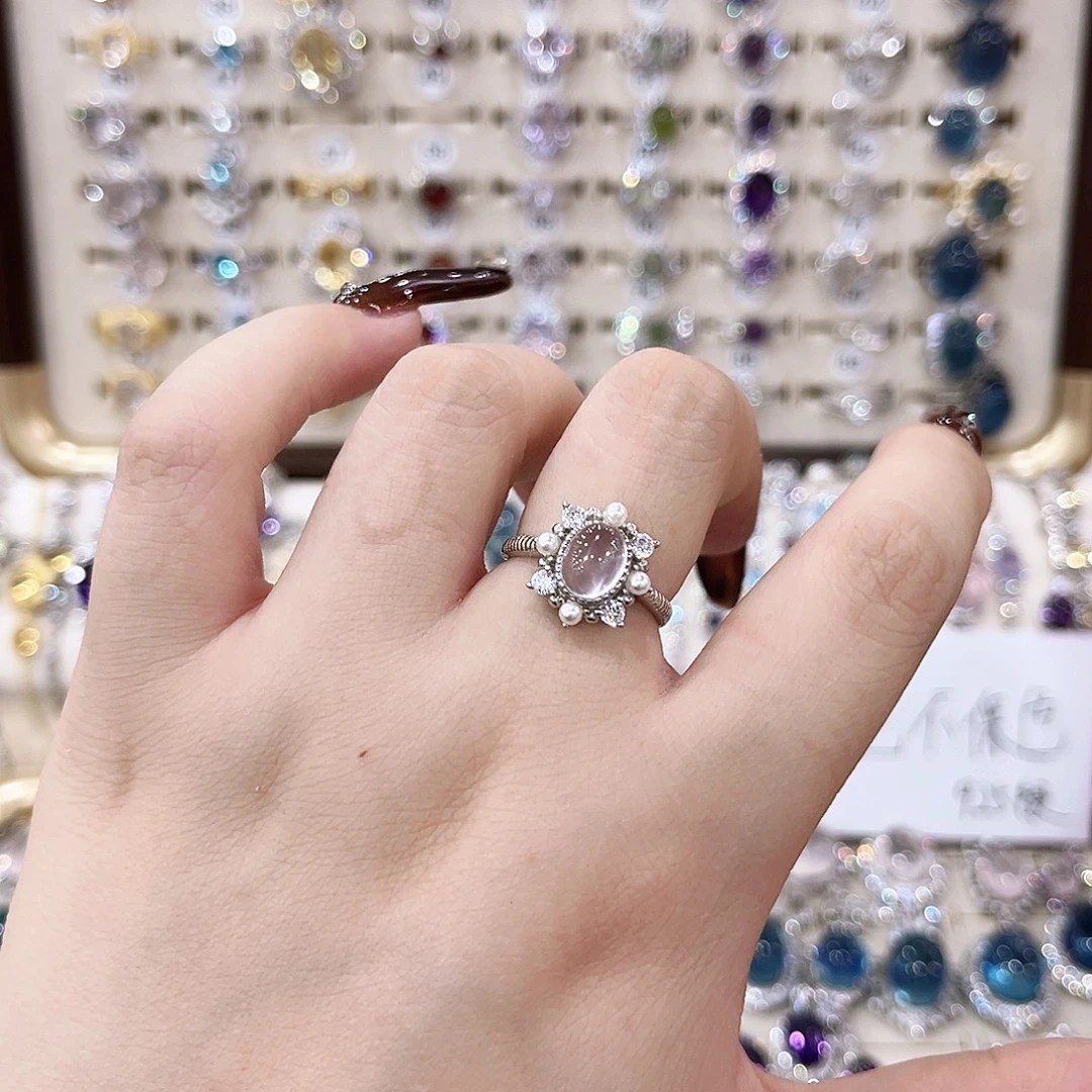 蛇纹石玉银S925镶嵌戒指