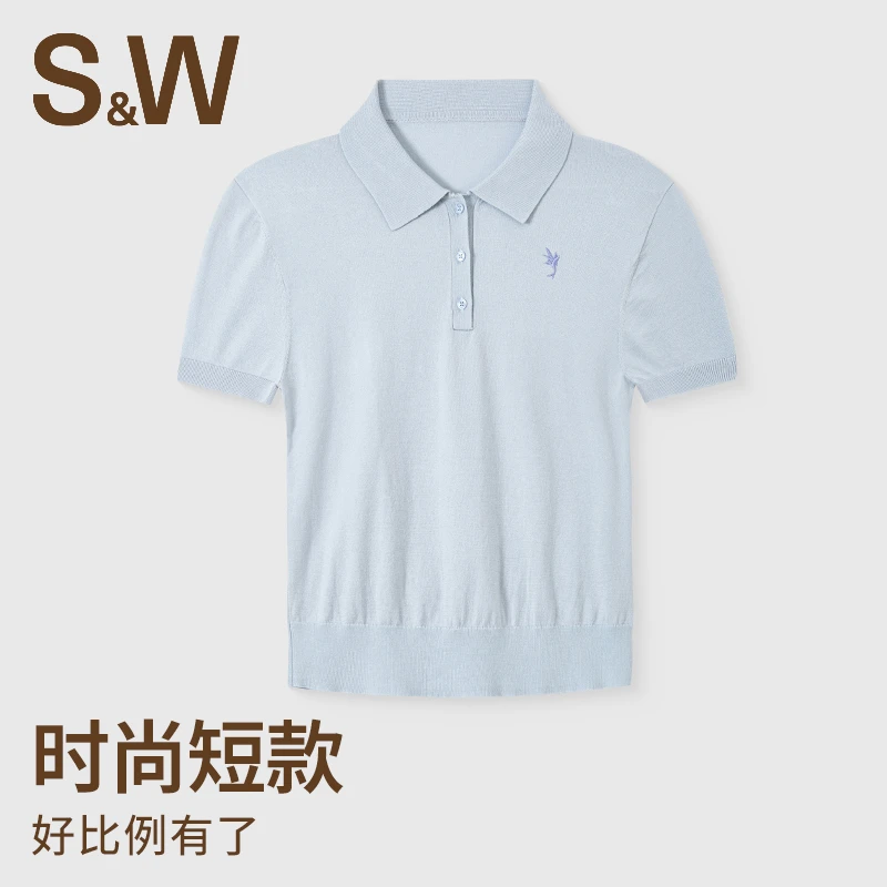 SW速惟春夏新款刺绣透气运动Polo衫显瘦正肩短袖女装女款4328