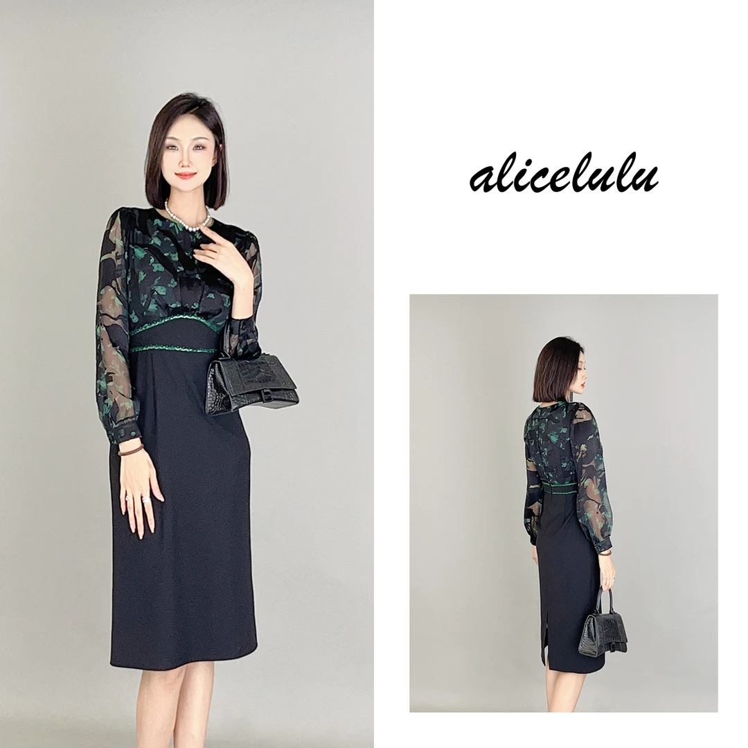 6alicelulu “美人如玉”连衣裙 优雅烧花 时髦拼接 S2138913W