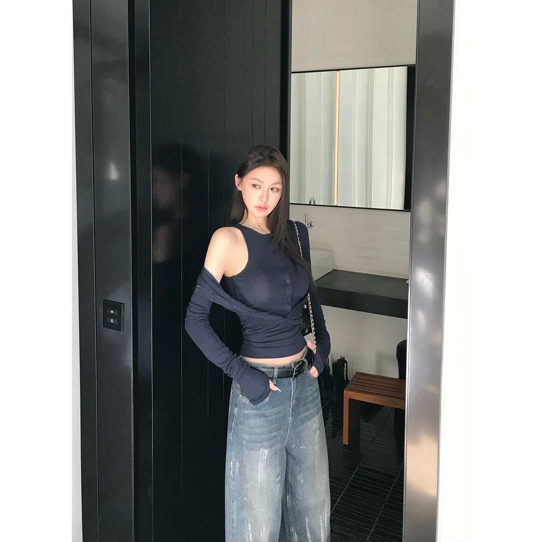 SKKSkk Store 悸动代码 天丝羊毛小众设计感叠穿针织长袖打底衫