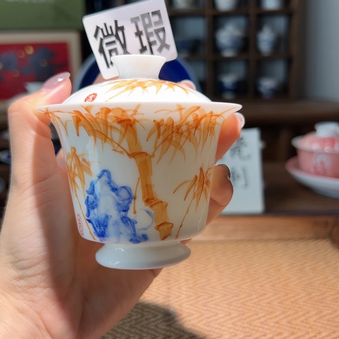 【闪购商品】微瑕 手绘 盖碗