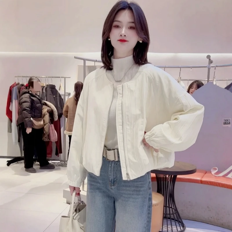 【小沫家】韩系圆领棒球服短外套女装女春秋新款小个子上衣