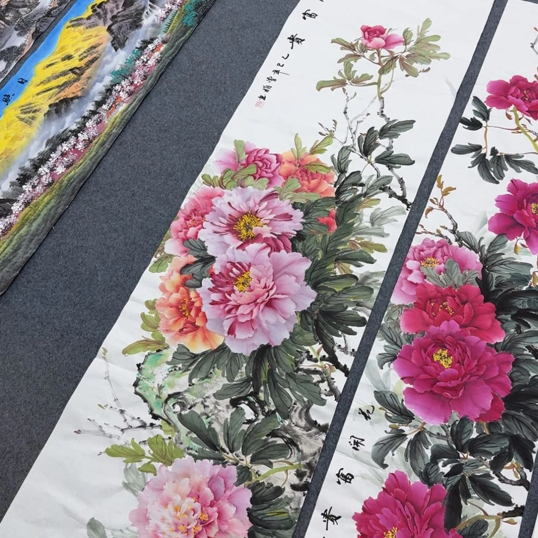 山***司国画尺寸50X180纯手绘作品