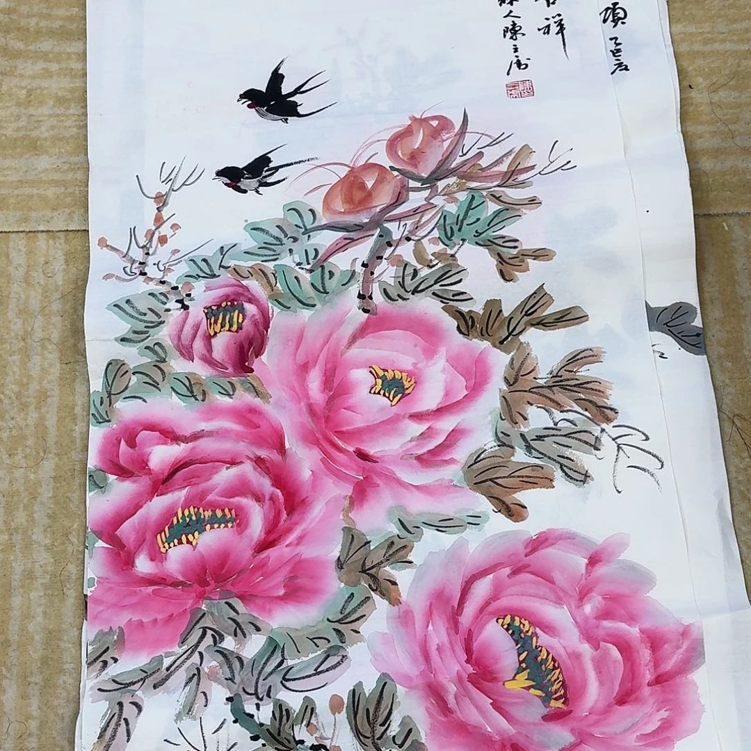 国画三尺整纸手绘作品