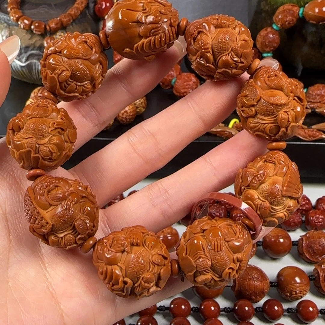 手串橄榄核老油核荷叶财神