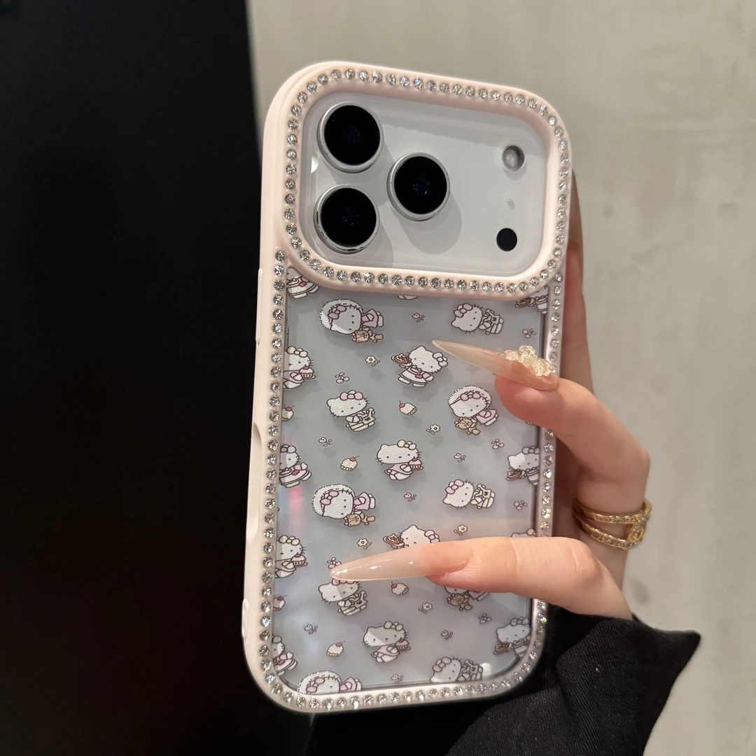 全包边镶钻满屏KT猫适用苹果17promax手机壳iPhone16可爱15/14女