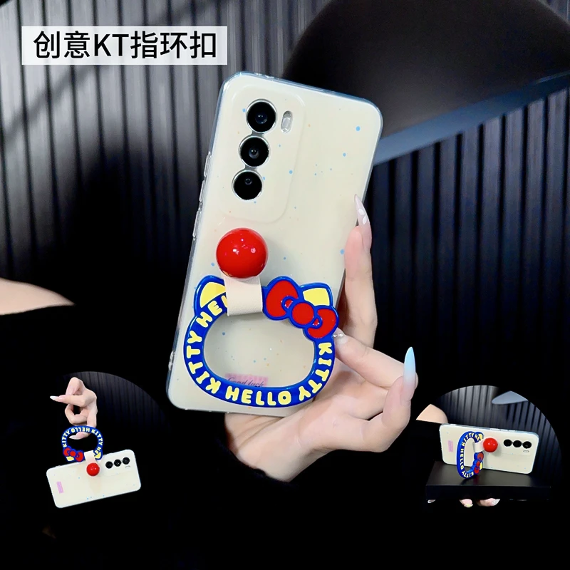 适用opporeno12手机壳新款reno12pro套oppo泼墨可爱kt猫指环圈女p