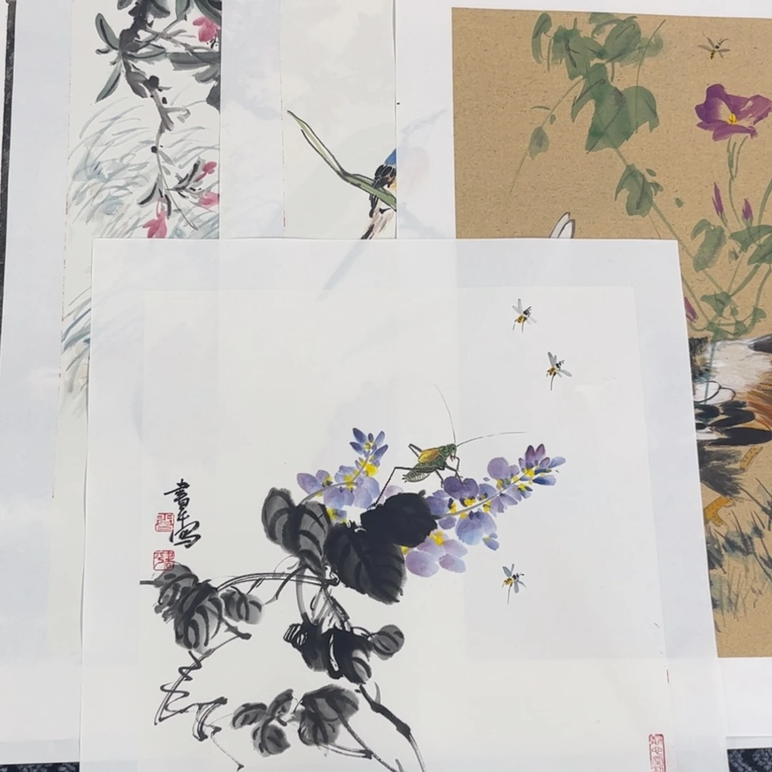 普***技国画闫书平四尺三开三尺斗方花鸟旭4