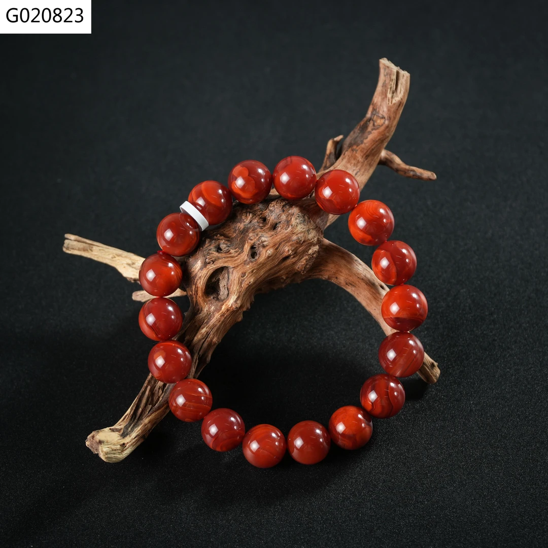 【老掌柜讲珠宝】南红火焰纹圆珠手串11mm+ G020823