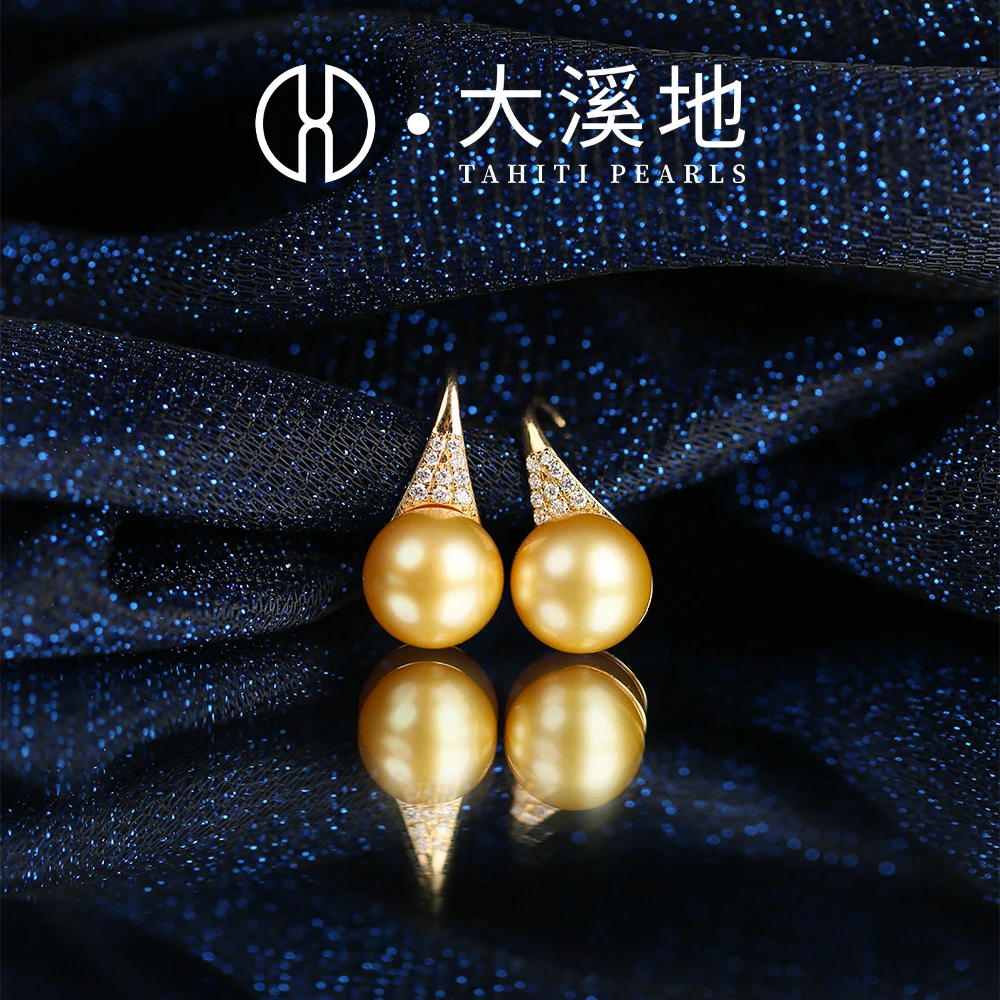 南洋金珠高跟鞋耳饰18K金钻石奢华贵气秋冬大颗百搭皮草搭档