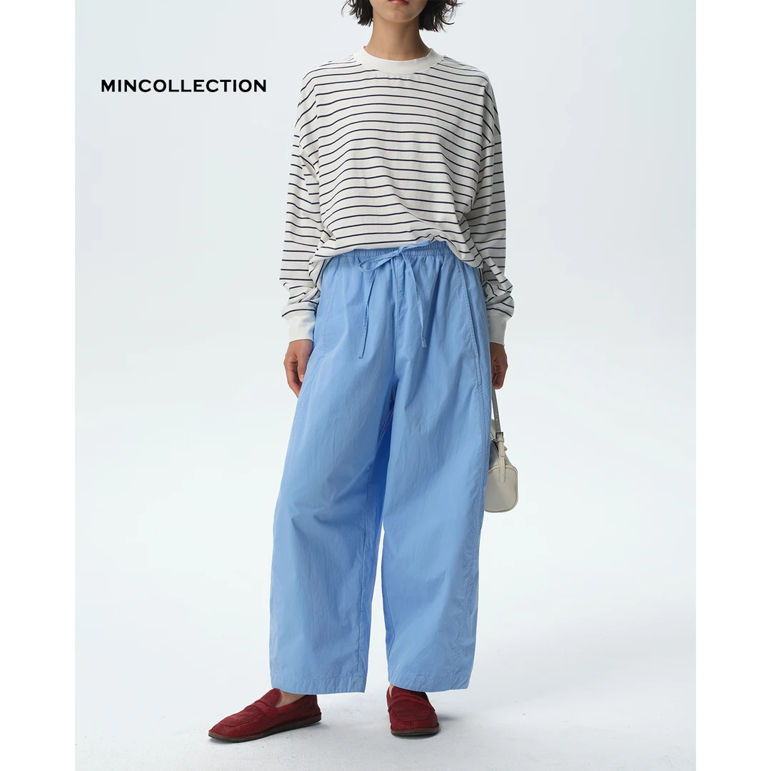 DE Mincollection九分系带裤/高密棉轻解构廓形松紧腰休闲裤55084