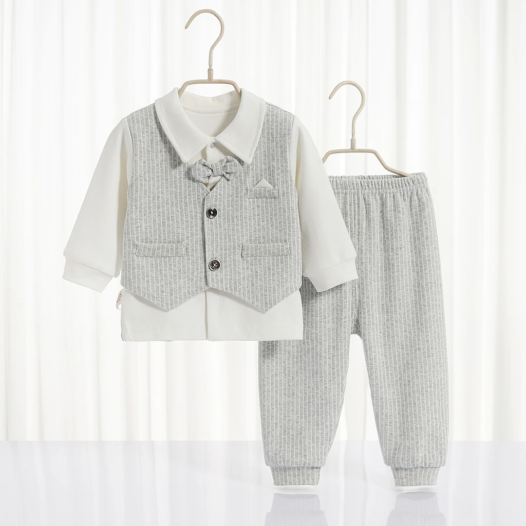 婴儿男女宝宝单排扣长袖外穿礼服套装儿童周岁幼儿户外服超萌炸街