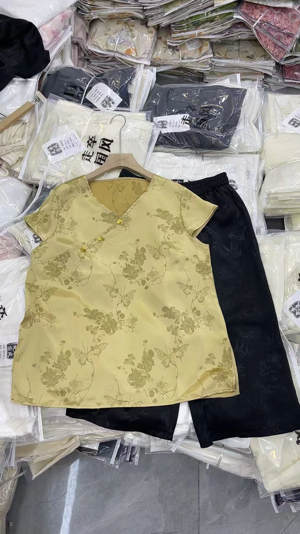 新中式国风真丝提花无袖衬衫女宽松休闲遮肚子上衣盘扣小衫