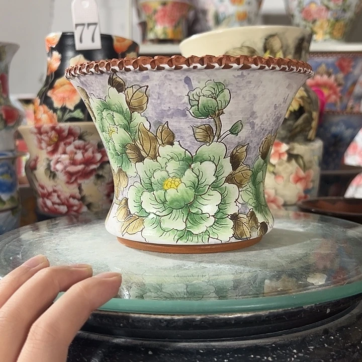 景德镇幸运花盆手绘韩式花盆