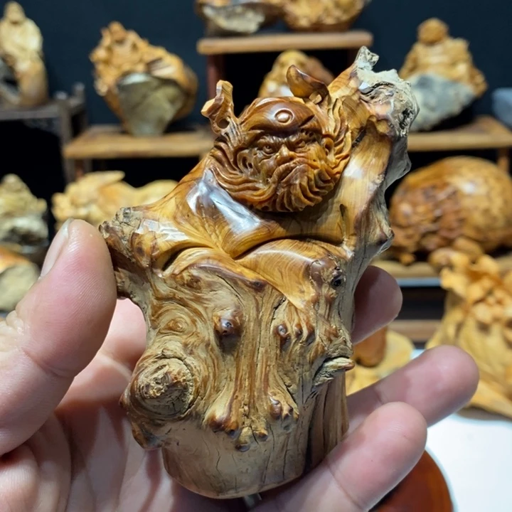 柏木（崖柏）崖柏手工雕刻钟馗