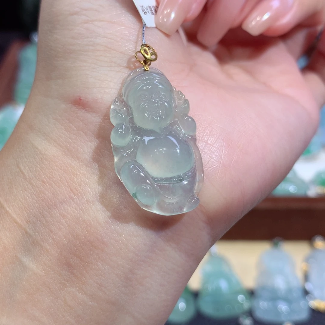 吊坠(不含链)18K金镶嵌翡翠