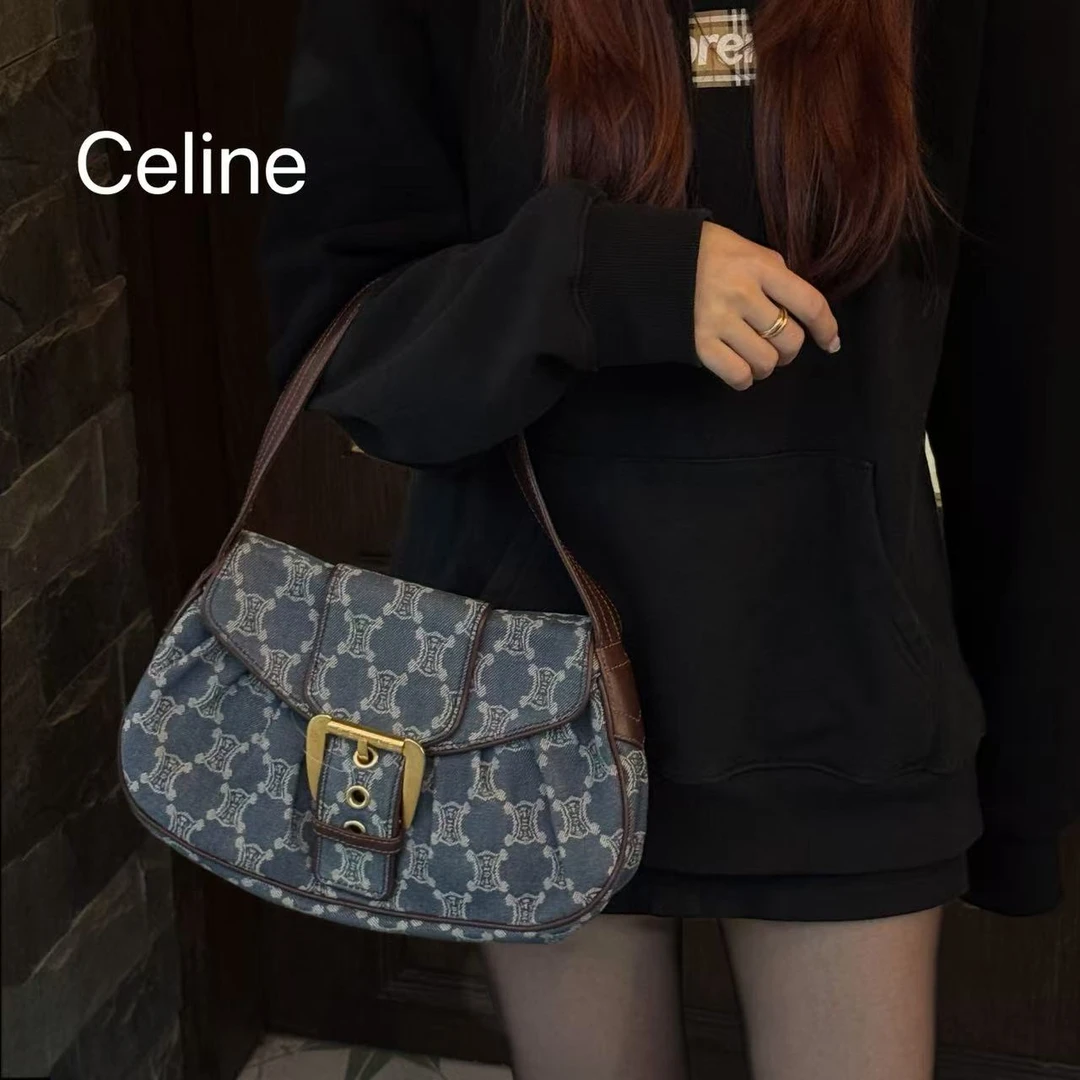95新 Celine/思琳 L101蓝丹宁腋下包包时尚95新/代卖服务