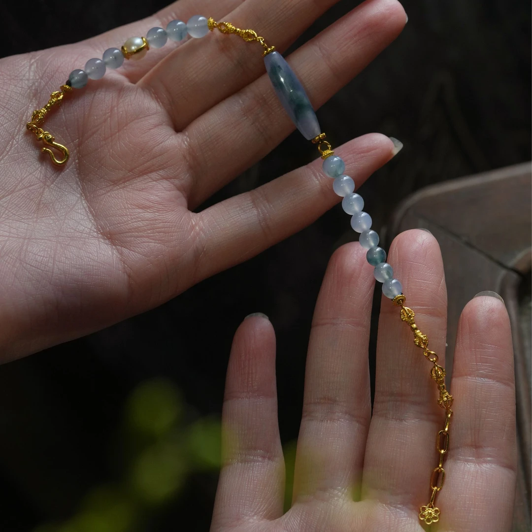 【幻梦】冰紫飘蓝路路通老坑翡翠手链