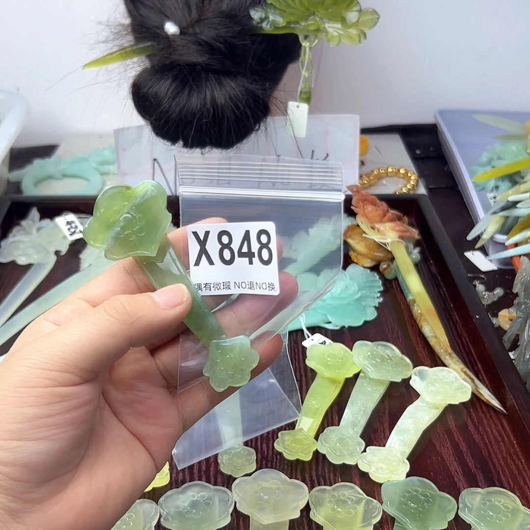 蛇纹石玉合金发饰@*儿