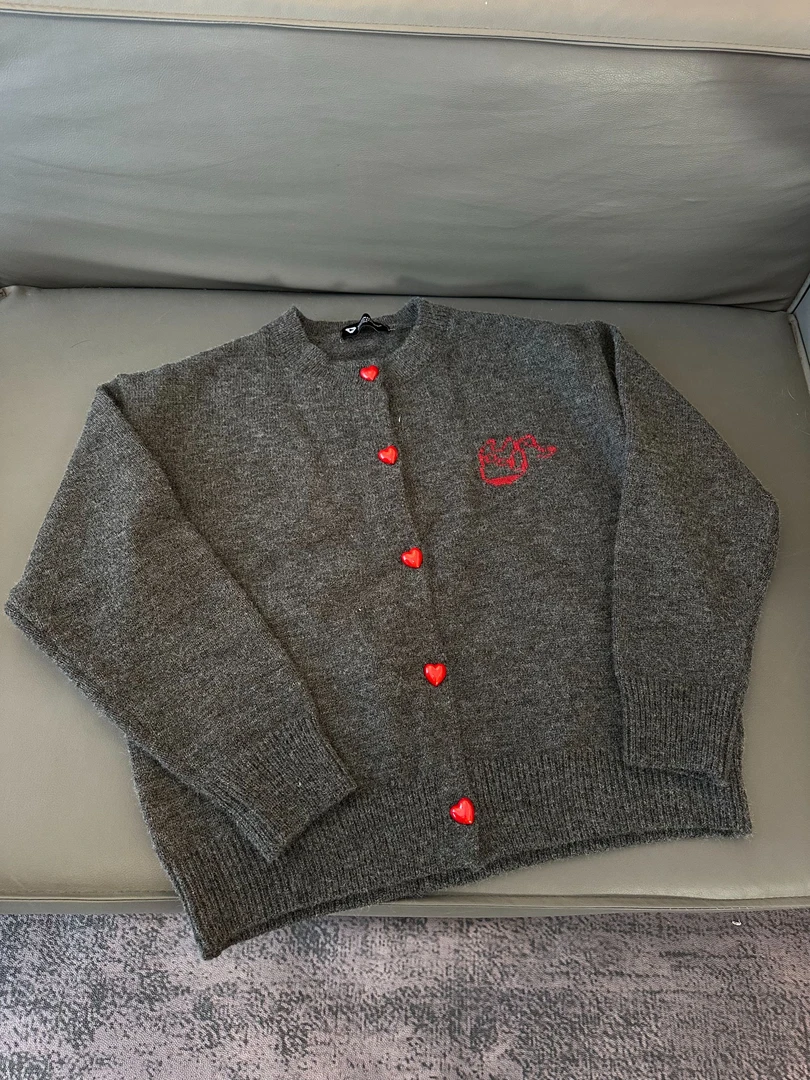 Z165 美式复古慵懒风男女同款针织毛衣开衫外套