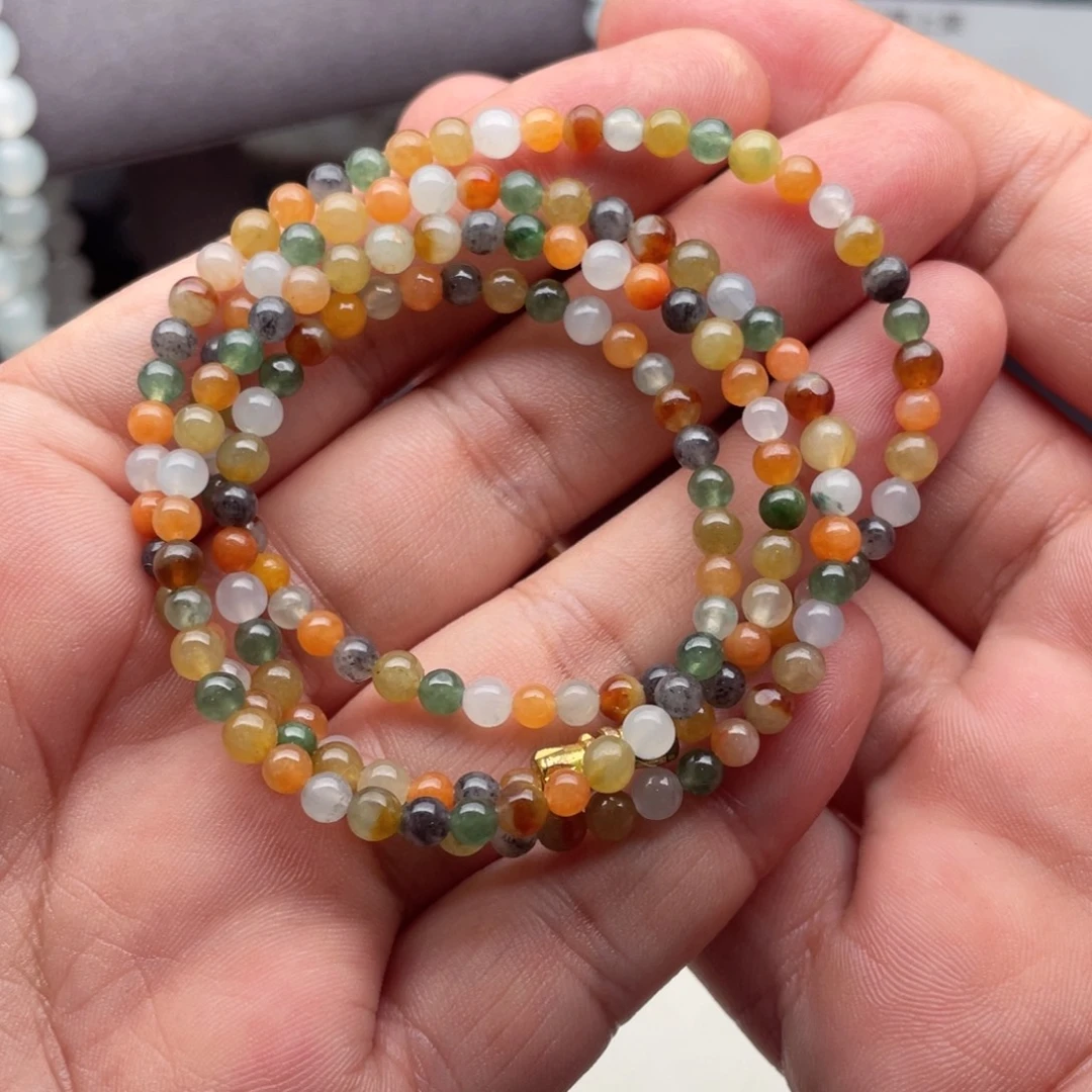 未镶嵌定制翡翠卡3.7多宝珠串