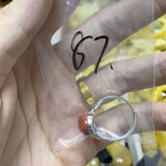 蜜蜡银S925镶嵌裸石戒指