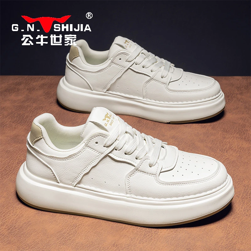 公牛世家厚底板鞋春季新款休闲板鞋秋季韩版潮鞋透气夏季百搭鞋子