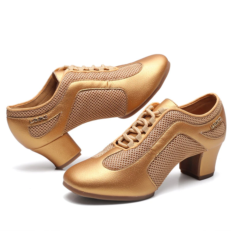 专业拉丁舞鞋成年女教师鞋舞蹈鞋软底交谊舞广场跳舞鞋形体鞋中跟