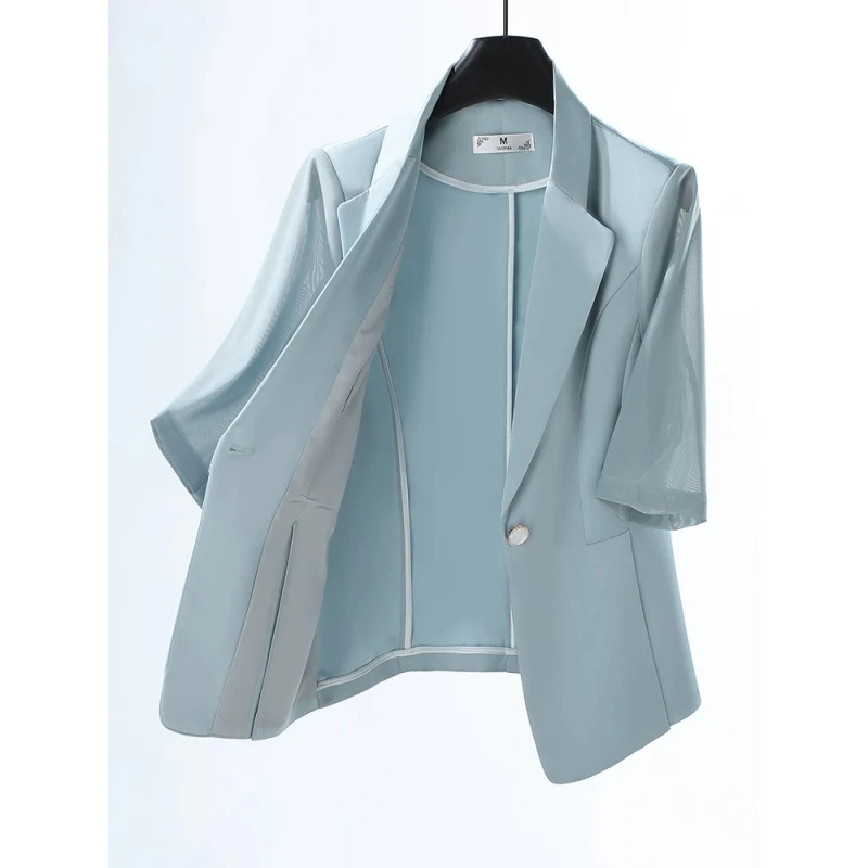 七分袖西装外套女2025夏季薄款高级感小个子时尚气质休闲女士西服