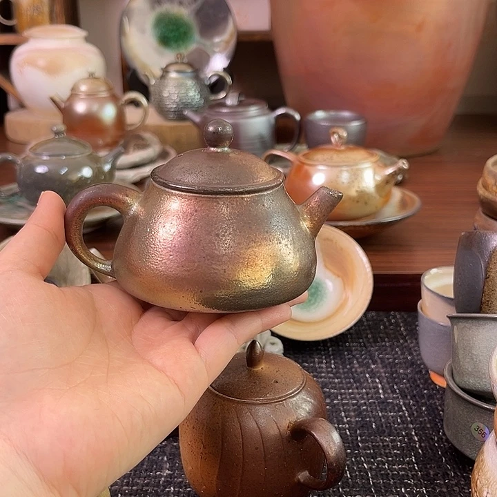 柴烧铁胎七彩茶壶