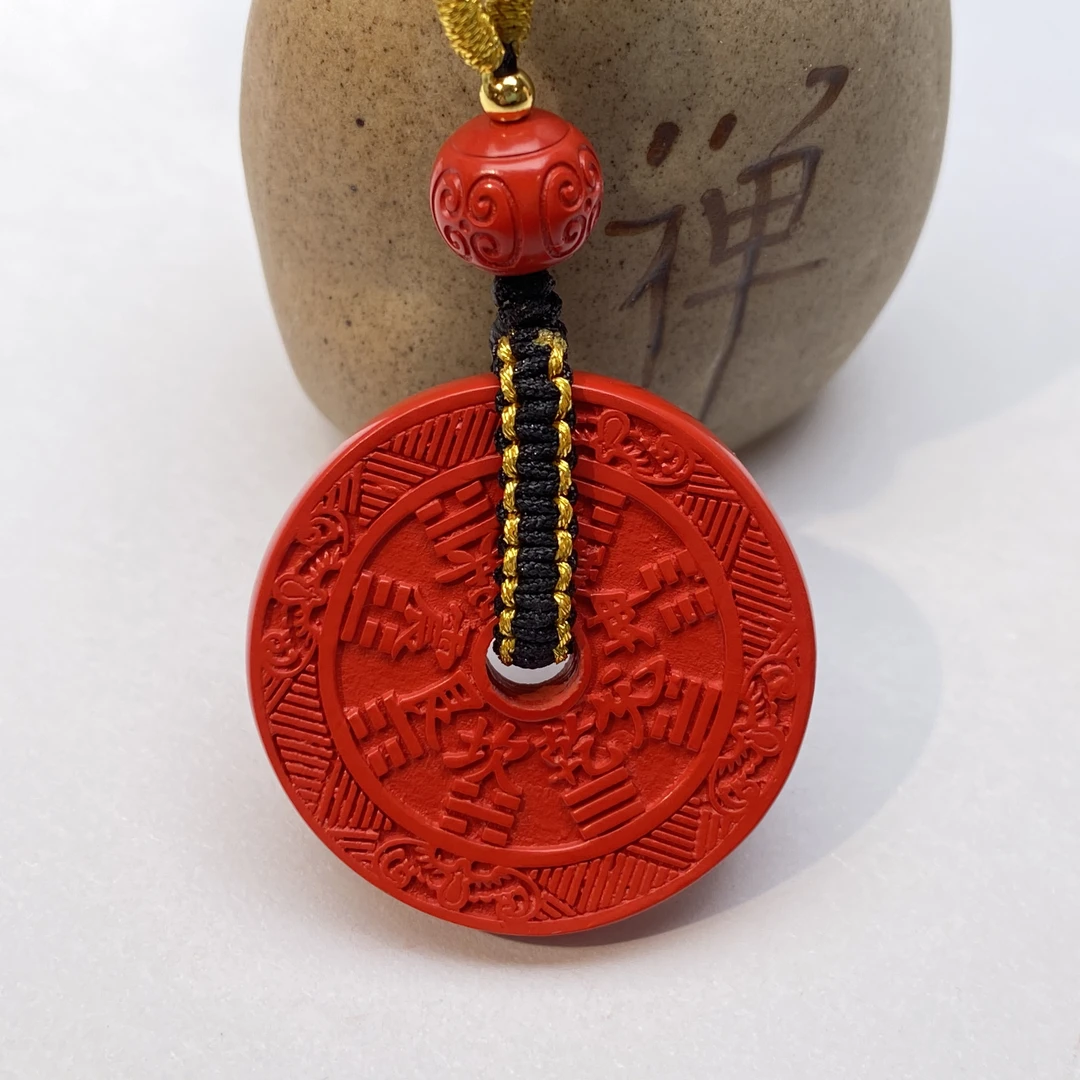 含辰砂工艺品红色朱砂【三鬼花钱】挂坠