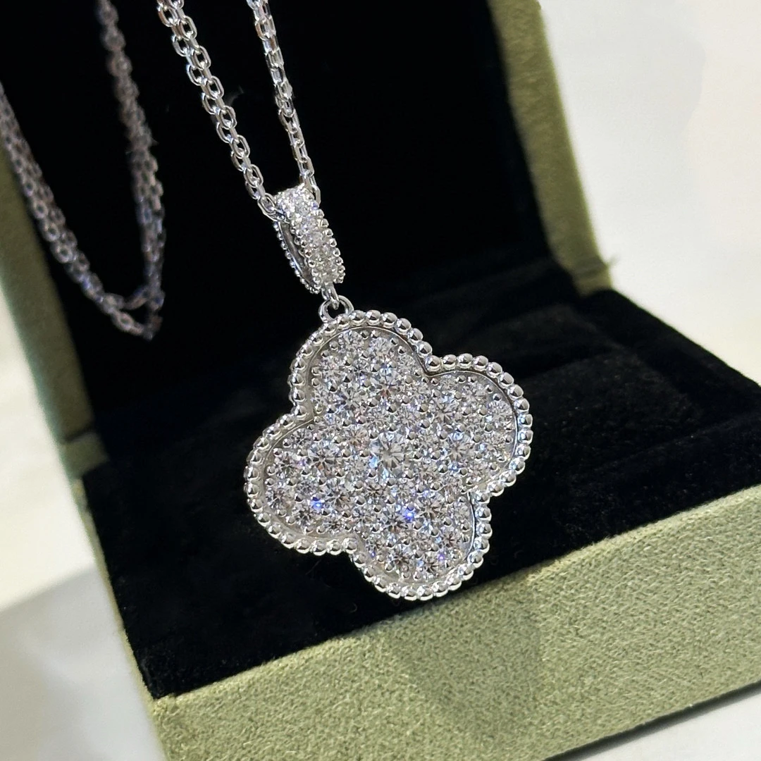 坠链均925银 S925银梵家新款大号四叶草项链可当毛衣链气质轻奢