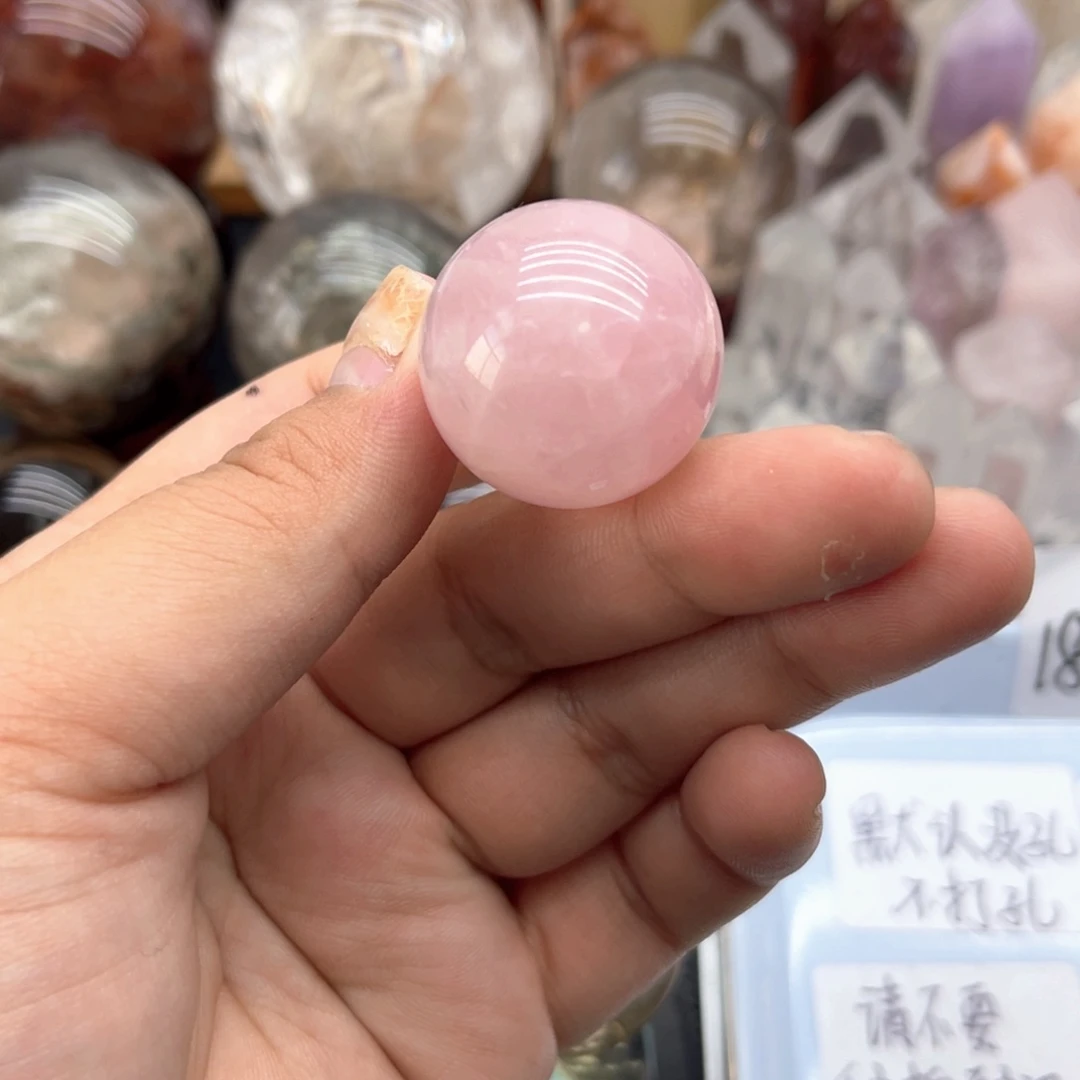 水晶珠宝半成品未镶嵌33 粉水晶球27mm