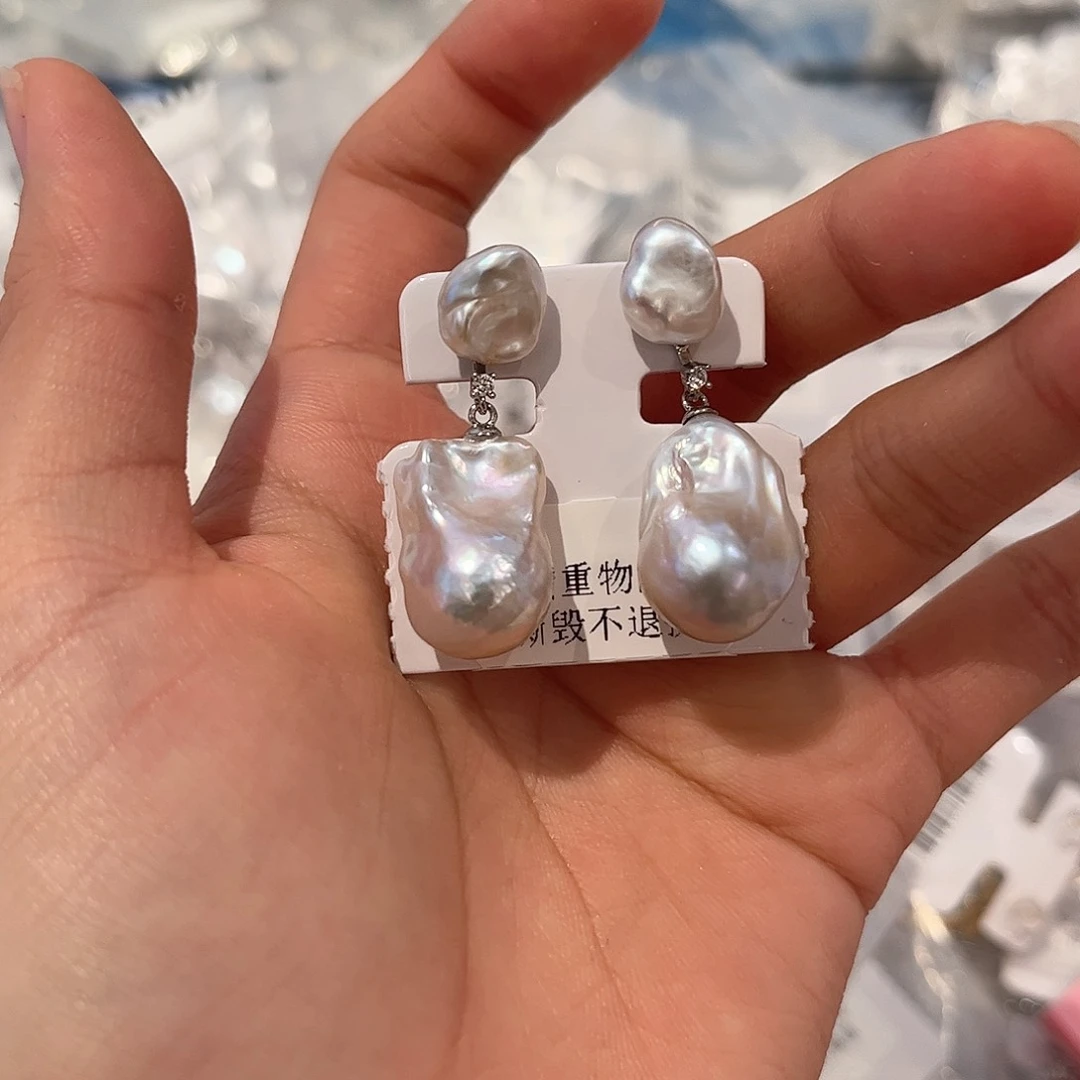 合金淡水珍珠耳饰