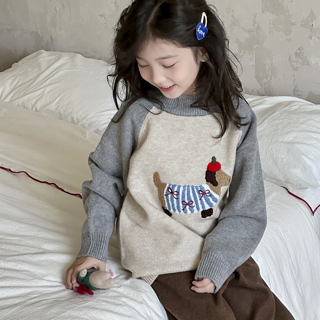 女童毛衣秋冬2025新款儿童洋气秋季加厚保暖秋装中大童针织打底衫