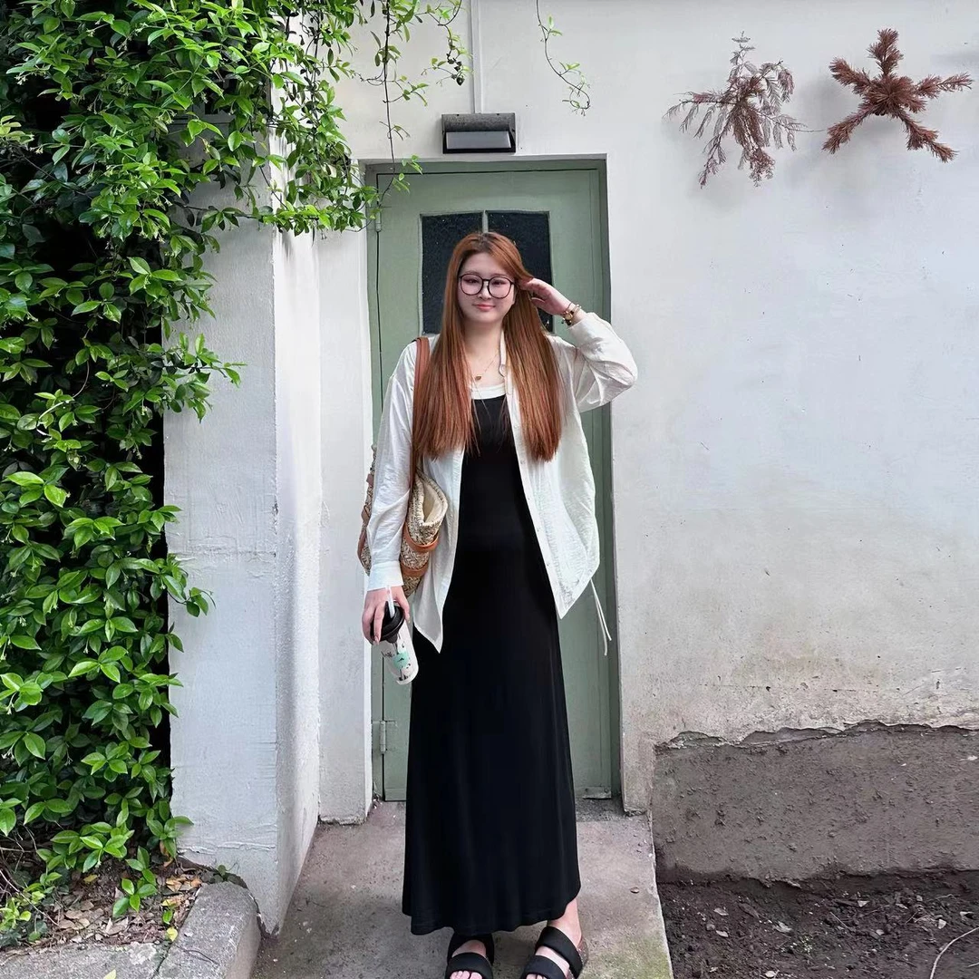 维维&南岛风大码女装纯色衬衫开叉上衣外穿大码胖mm长袖衬衣ZWW43