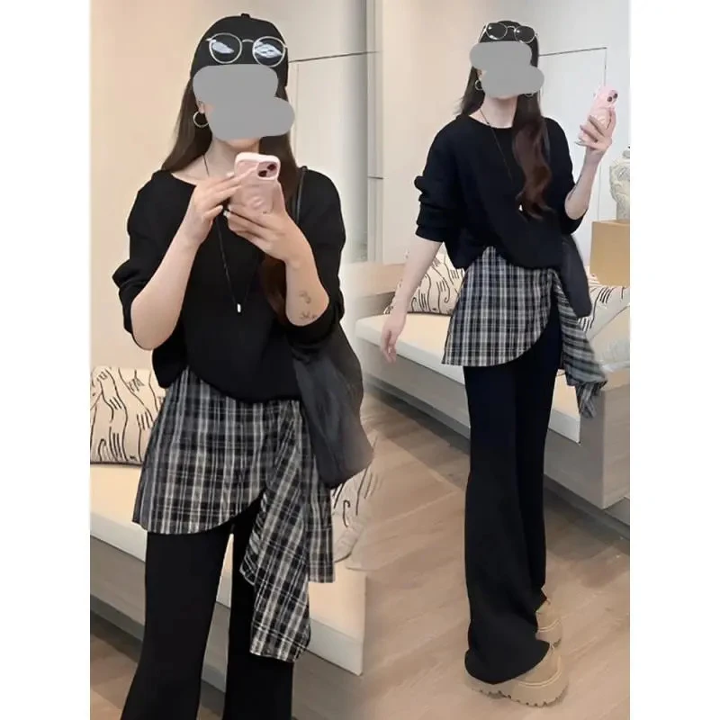 巨好看春秋季2025年新款欧若风时尚一字领卫衣高级感休闲裤套装女