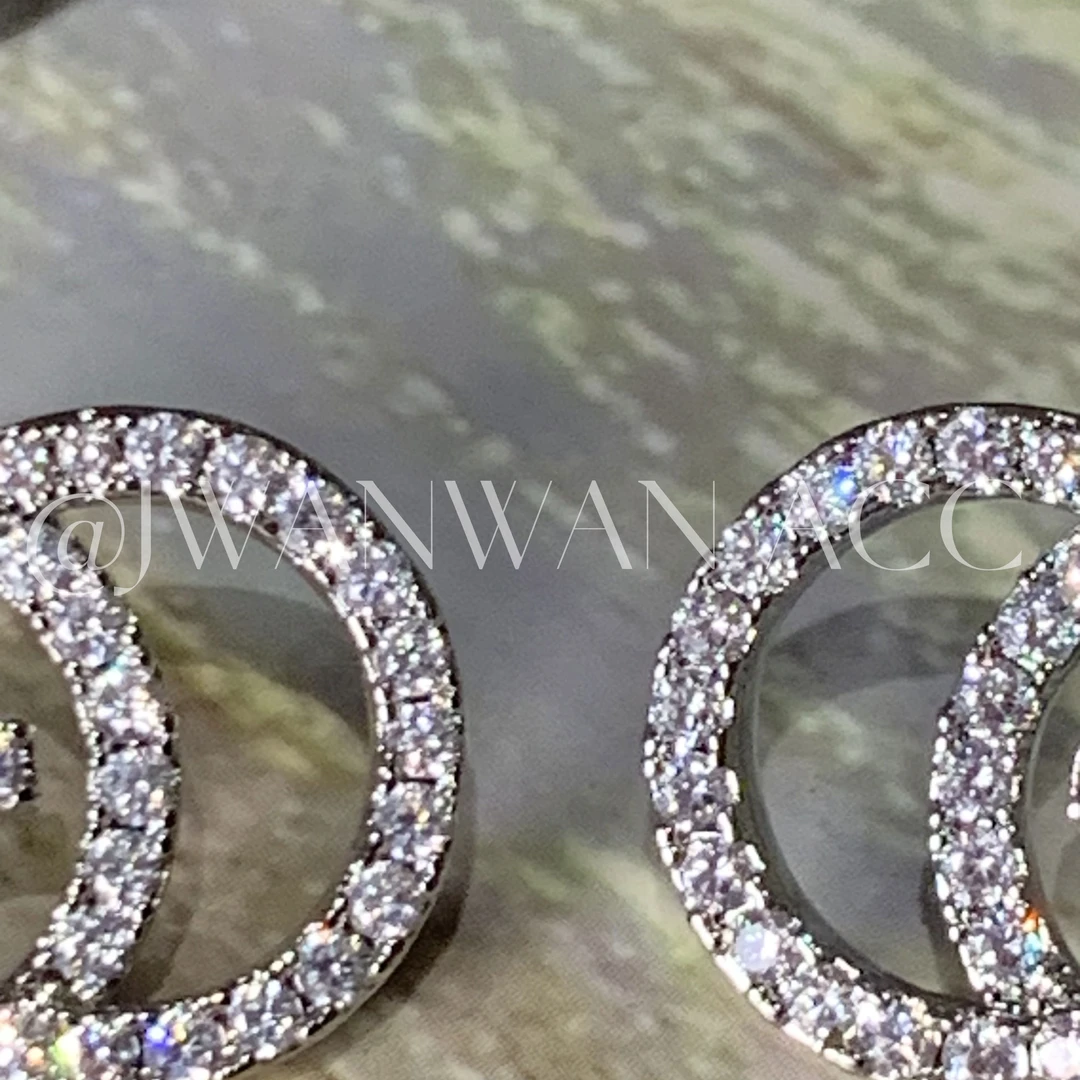 铜合金锆石耳饰 轻奢满钻字母耳钉01ED1415