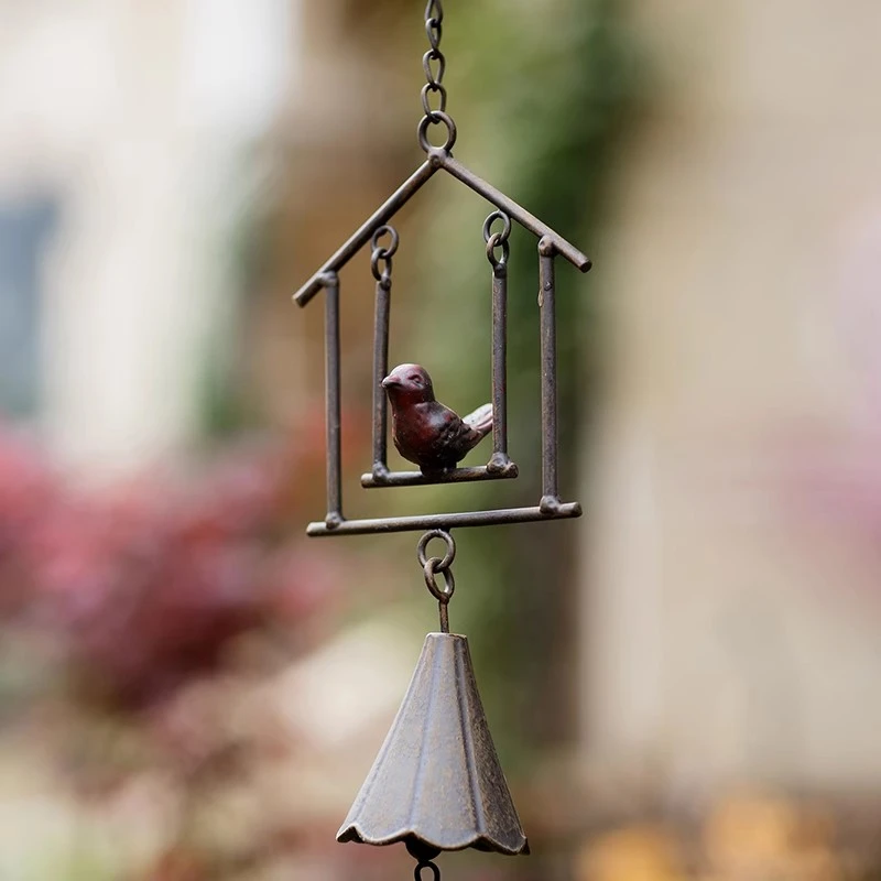 铸铁铃铛挂件风铃挂饰古风手摇门铃吊件复古别墅花园装饰