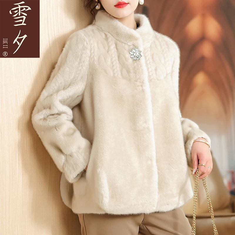 【雪夕】妈妈秋冬仿貂绒外套N-J-CE2372