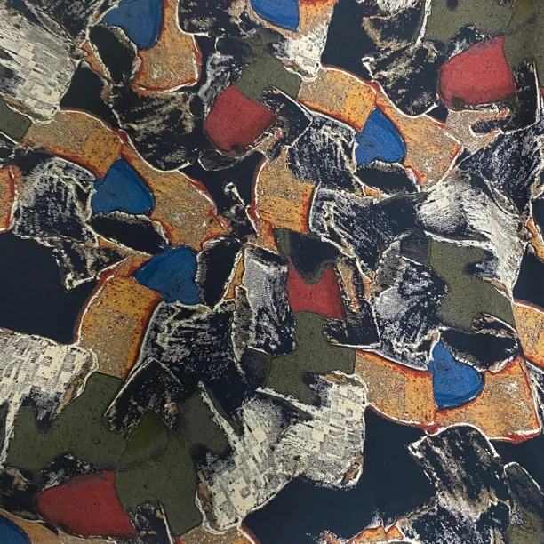 彩色雕印棉绸.大理石.春夏连衣裙旗袍面料