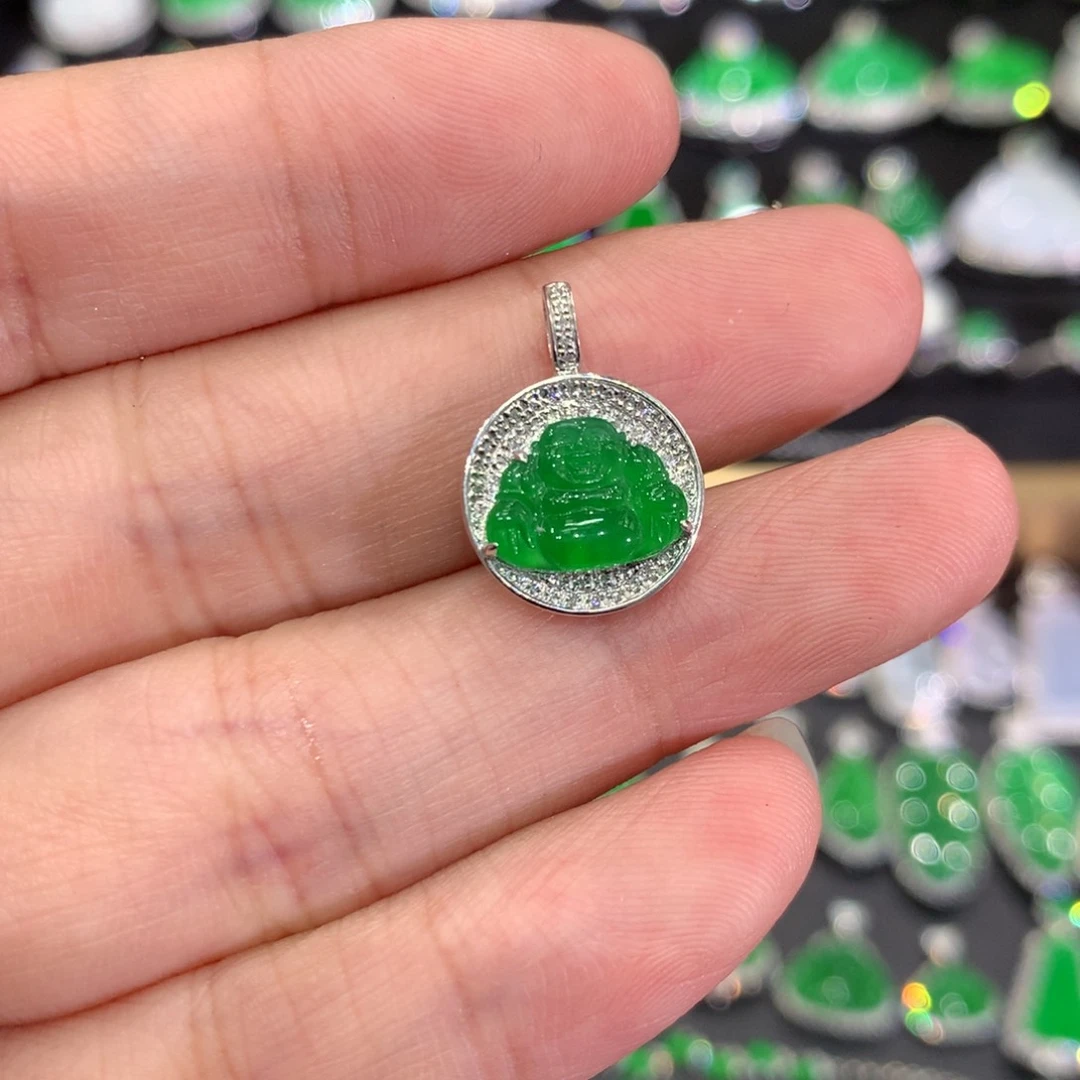 翡翠18K金镶嵌吊坠(不含链)吊坠