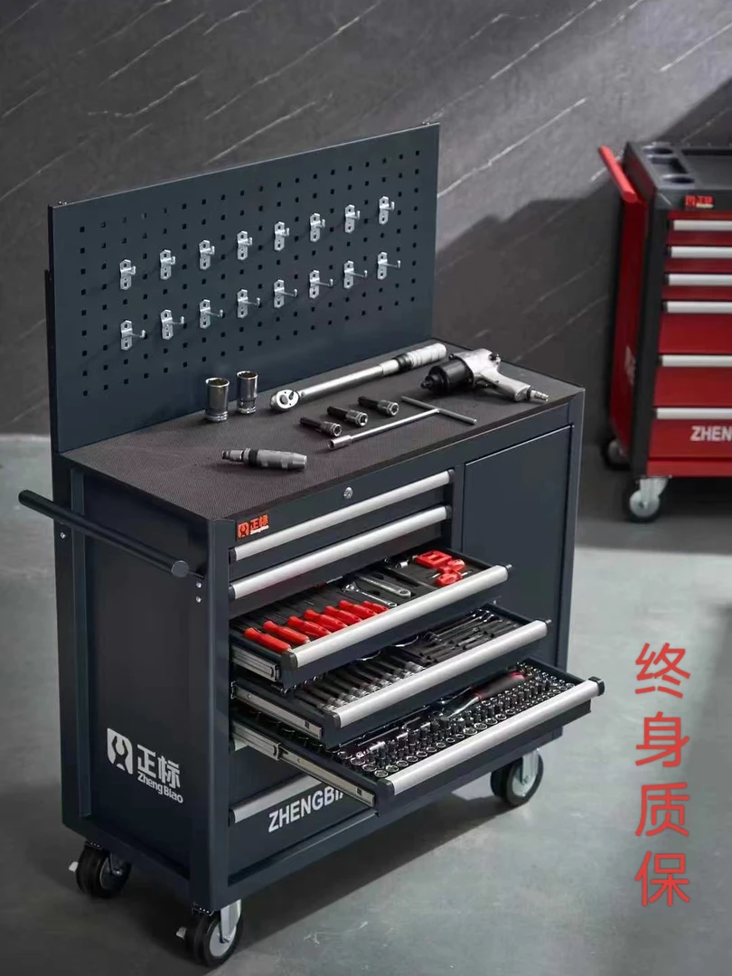 豪华七层工具车多功能汽修维修收纳车工业级铁皮柜带挂板