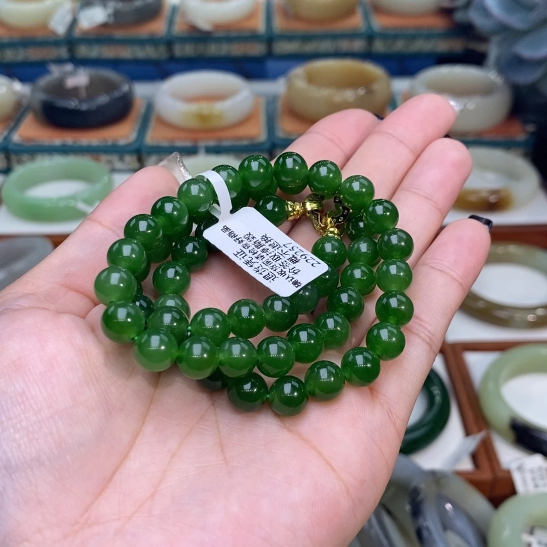 和田玉未镶嵌手镯和田玉俄碧项链卡8