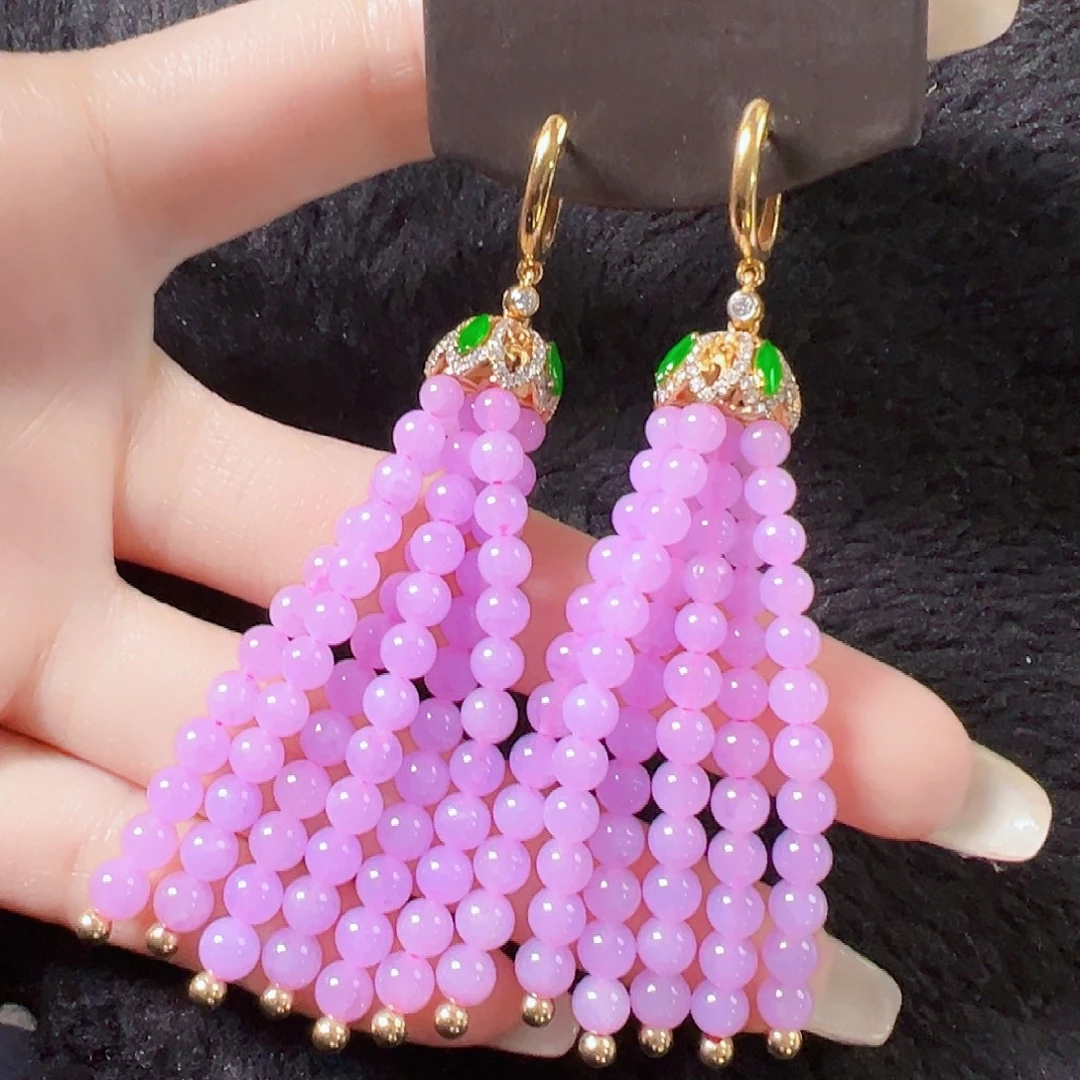 翡翠18K金镶嵌耳饰签收后24小时鉴赏期，过时不退