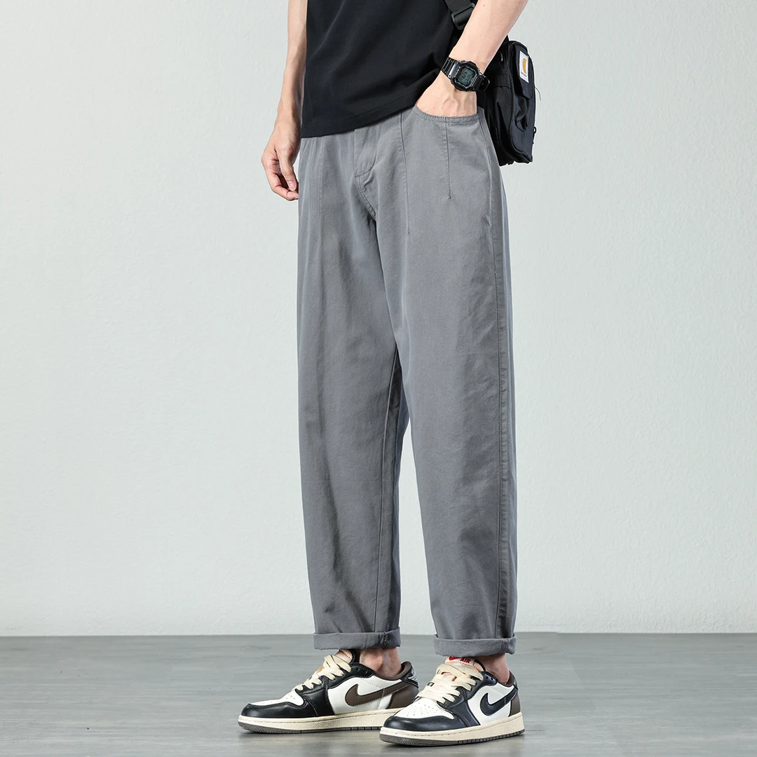 2025夏季轻薄莱赛尔天丝休闲裤男士宽松窄版锥形直筒长裤子男款潮
