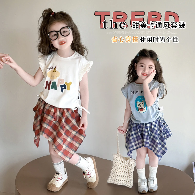 BEILUBEAR/蓓璐熊卡通T恤网红个性女宝宝夏装不规则时髦裙裤套装