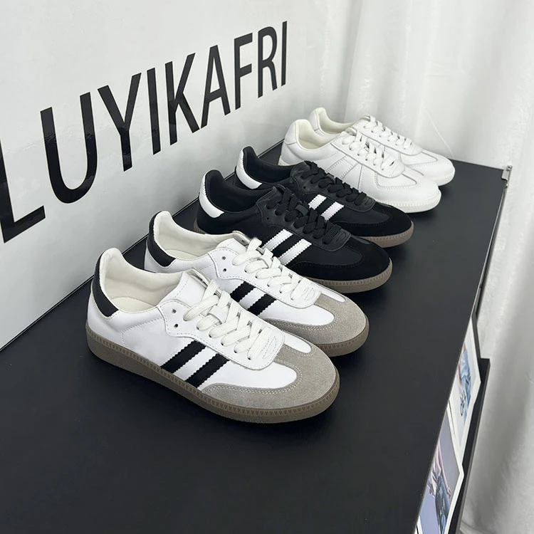 情侣款100%头层牛皮德训女2025新款爆款小白鞋四季百搭休闲女鞋子